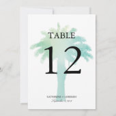 Aquarelle Serene Palm Tree | Numéro de table (Dos)
