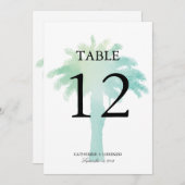 Aquarelle Serene Palm Tree | Numéro de table (Devant / Derrière)