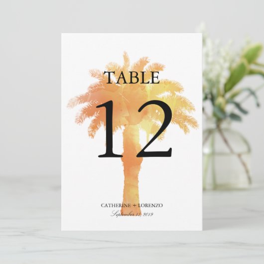 Aquarelle Serene Palm Tree | Numéro de table (Debout devant)