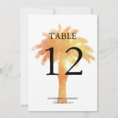 Aquarelle Serene Palm Tree | Numéro de table (Dos)