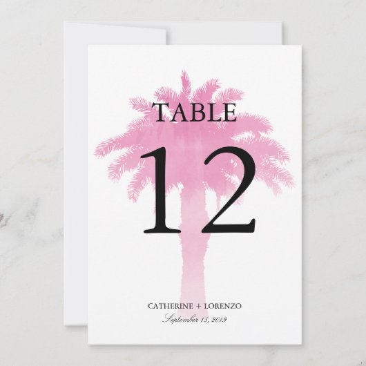 Aquarelle Serene Palm Tree | Numéro de table (Dos)