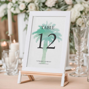 Aquarelle Serene Palm Tree Numéro de table