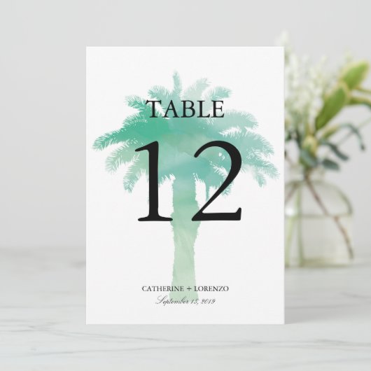 Aquarelle Serene Palm Tree | Numéro de table (Debout devant)