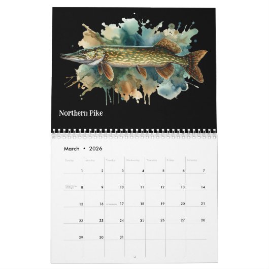 Aquarelle série : Calendrier Fish Aura 3 (Mar 2026)