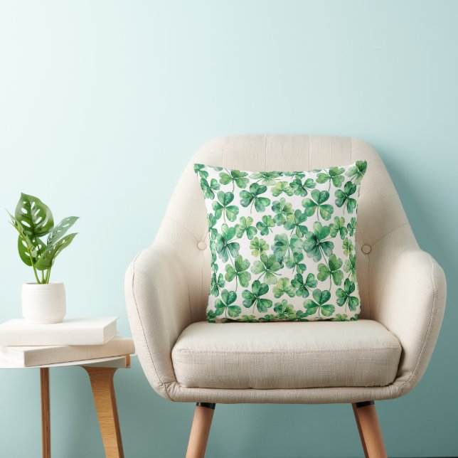 Aquarelle Shamrock vert oreiller (Chaise)