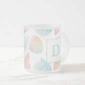 Aquarelle Shell Monogramme Verre givrée Café Mug (Devant droit)