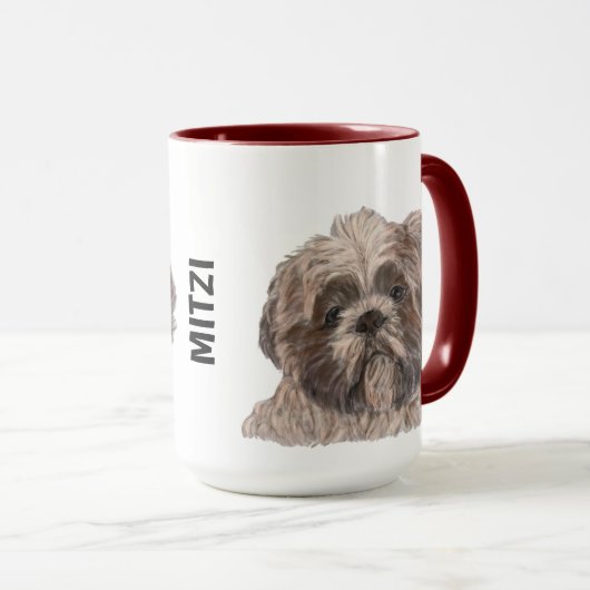 Aquarelle Shih Tzu Personnalisée Mug (Devant droit)