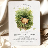 Aquarelle Shy Brown Bear Baby shower Invitation