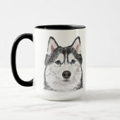 Aquarelle sibérienne Husky personnalisée Mug (Gauche)