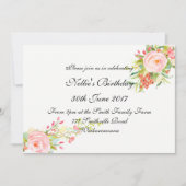 Aquarelle Simple Élégante Invitation d'anniversair (Devant)