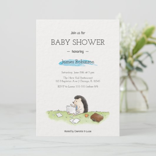 Aquarelle simple pour bébé garçon Invitation (Debout devant)