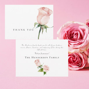 Aquarelle simple rose roses Merci funéraire