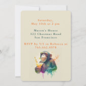 Aquarelle Singe - Carte d'invitation d'anniversair (Dos)