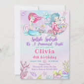 Aquarelle Sirène Anniversaire Fête Invitation (Devant)