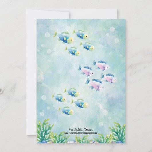 Aquarelle Sirène Anniversaire Invitation (Dos)