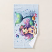 Aquarelle Sirène Mer Vie Mignonne Belle (Serviette à main)