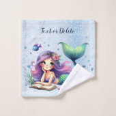 Aquarelle Sirène Mer Vie Mignonne Belle (Gant de toilette)