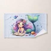 Aquarelle Sirène Mer Vie Mignonne Belle (Serviette à main)