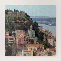 Aquarelle Skyline Lisbonne Jigsaw Puzzle Puzzle
