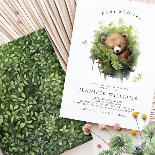 Aquarelle Sleeping Bear Baby shower Invitation
