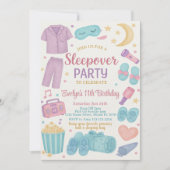 Aquarelle Sleepover Invitation d'anniversaire pour (Devant)