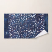 Aquarelle Snowdrops Motif Navy/Copper ID726 (Serviette à main)
