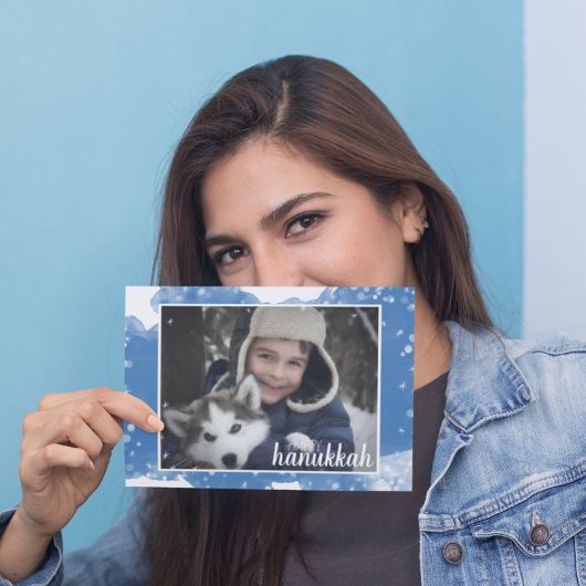 Aquarelle Snowflakes Hanoukka Carte photo de vacan