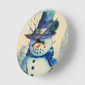 Aquarelle Snowman Horloge murale (Angle)