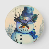Aquarelle Snowman Horloge murale (Recto)