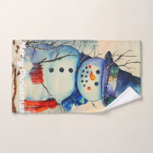 Aquarelle Snowman serviette main (Serviette à main)