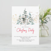 Aquarelle Snowy Christmas Trees Party Invitation (Debout devant)