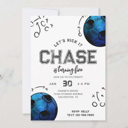 Aquarelle Soccer Invitation Anniversaire (Devant)