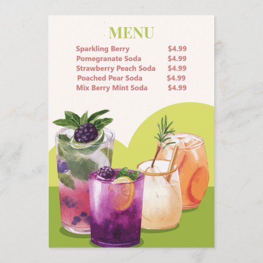 Aquarelle Soda Drink Menu (Dos)