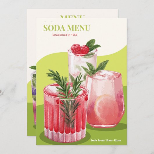 Aquarelle Soda Drink Menu (Devant / Derrière)