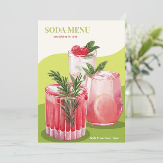 Aquarelle Soda Drink Menu (Debout devant)
