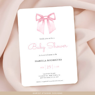 Aquarelle Soft Rose Bow Baby shower Invitation