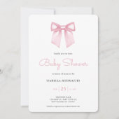 Aquarelle Soft Rose Bow Baby shower Invitation (Devant)