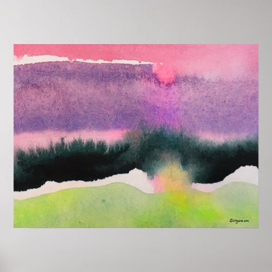 Aquarelle solaire Imaginaire rose 03 Poster (Devant)