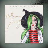 Aquarelle Sorcière Adulte Halloween Invitation