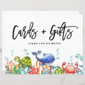 Aquarelle sous la mer Cartes et Cadeaux (Devant / Derrière)