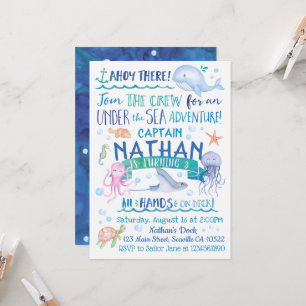 Aquarelle sous la mer Invitation d'anniversaire