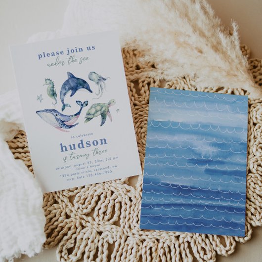 Aquarelle sous la mer Invitation d'anniversaire