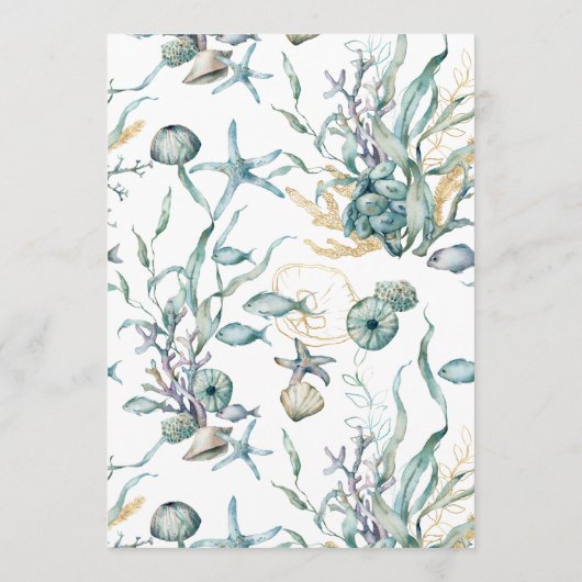 Aquarelle Sous la Mer Méduse Récif de Corail Menu (Dos)