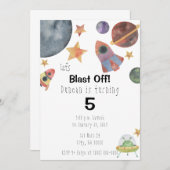 Aquarelle spatiale Invitation d'anniversaire (Devant / Derrière)