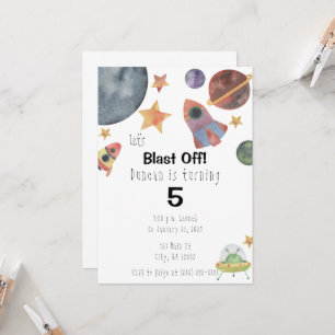 Aquarelle spatiale Invitation d'anniversaire