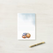 Aquarelle Sport Balls Lined Post-it Notes (Sur un bureau)