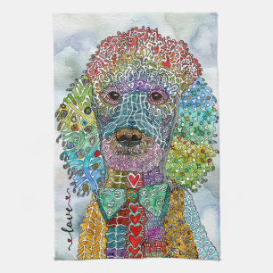 Aquarelle Standard Peinture Poodle Serviette de cu