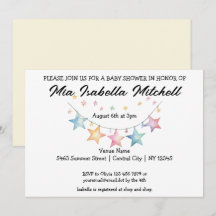 Aquarelle Star Baby shower Pennant Invitation