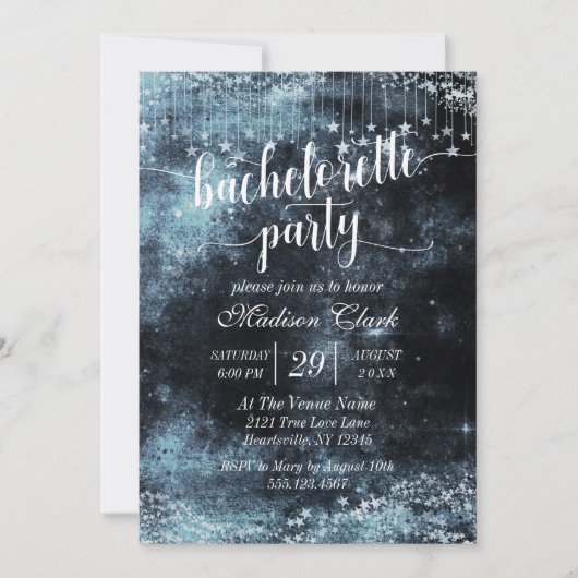 Aquarelle Starry Bachelorette Party Invitation (Devant)