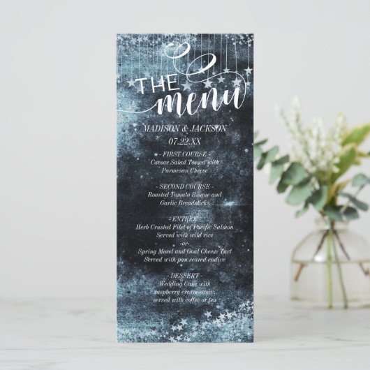 Aquarelle Starry Night Celestial Mariage Menu (Debout devant)